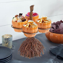 Halloween Pumpkin Snack Bowl Stand – Collapsible Candy Tray, Cupcake & Dessert Serving Dish, Durable Resin, Unique Design
