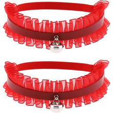 Women Leg Garter Goth Leather Garters Belt Punk Lace Elastic Thigh Garters Adjustable