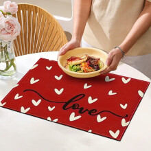 Super Absorbent Dish Drying Mat with Heart Print, Quick-Dry Kitchen Countertop Protector Pad for Sink Side, Valentine's Day Home Decor Gift