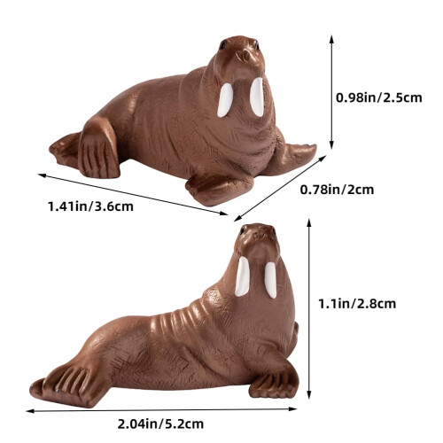 Ocean Animals Figures Sticker Set Light Brown 2 Pcs 1
