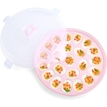 Deviled Egg Containers with Lid, Deviled Egg Platter Carrier Holder Trays with 22 Slots for Holiday Party and Home Kitchen, Pink