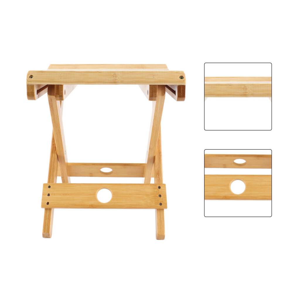 Portable Bamboo Folding Stool for Bath, Spa, and Travel â 31.5x28.5x28cm