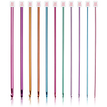 Tunisian Crochet Needles Set, 11pcs Long Aluminum Hooks 2mm(B)-8mm(L), Smooth Afghan Knitting Tools for Beginners, Crocheters, Multicolor