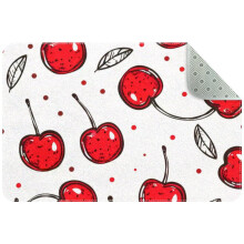 Cute Red Cherry Fruit Seamless Pattern Small Area Rug, Non-Slip Washable Indoor Mat for Kitchen, Bedroom, Living Room, Entrance