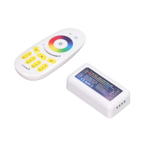 Télécommande sans fil RF pour ruban LED multicolore avec variation d'intensité fluide, effets préprogrammés et puce rapide. 2