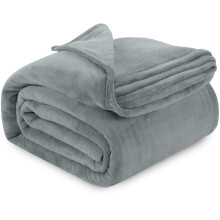 Queen Size Fleece Blanket, Cool Grey Microfiber, 90x90", Anti-Static & Lightweight – for Bed, Couch, All Seasons