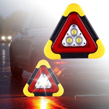 3-in-1 Solar/USB-Rechargeable LED Emergency Triangle w/ Adjustable Stand – Reflective, Durable, Compatible with All Vehicles