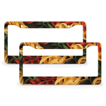 Italy Noodles License Plate Cover 2 Pack Italian Food Funny License Plates for US And CA 2 Round Holes Metal License Plate Frame