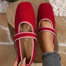 Willtoo Damen-Ballerinas mit eckiger Spitze und Knöchelriemen – Bequeme Slipper, lässige Wildleder-Schuhe mit niedrigem Schaft und rutschfester