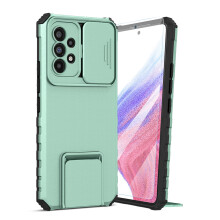 Samsung Galaxy S21 Ultra Case with Screen & Slide Camera Protector, Built-in Stand, Shockproof Rugged Bumper – Mint
