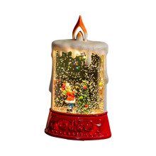 Snow Globe Lantern Christmas Decor – Gnome, Snowman, Tree Scene with Music, Glitter & Light; Candle-Shaped; Compatible with US Outlets
