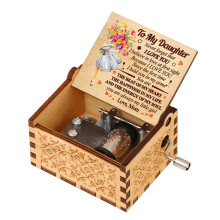 Vintage Wood Hand Cranked Music Box Handcrafted Vintage Gift Mom To My Daughter (A)