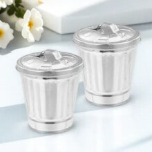 2Pcs Compact Galvanized Trash Container Metal Waste Bucket for Desk