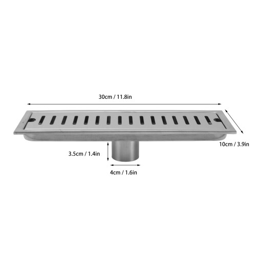 12 Inch Rectangular Stainless Steel Shower Drain | Odor Proof, Rustproof Bathroom Floor Drain 1