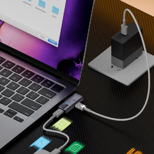 Πολλαπλών χρήσεων διανομείς USB C OTG με φόρτιση 100W, δεδομένα υψηλής ταχύτητας για 2
