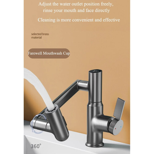 Digital Display Bathroom Basin Faucet For 360 Rotation Multifunction Stream 2