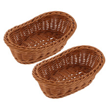 Plastic Baskets Rattan Storage Baskets for Fruits and Bread,Plastic(7.48"X5.12"X2.95")