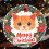 Ceramic Orange Cat Christmas Ornament 3" 4