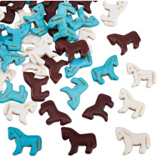 45pcs Turquoise Beads Charms – 3 Colors, Zuni Horse Carved, Wild Western Focal Charms for Jewelry Making, Necklaces, Bracelets, Earrings, DIY Crafts