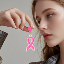 Cancer Awareness Earrings Pink Ribbon Drop Earrings Cancer Survivor Support Jewelry Gifts for Women,B