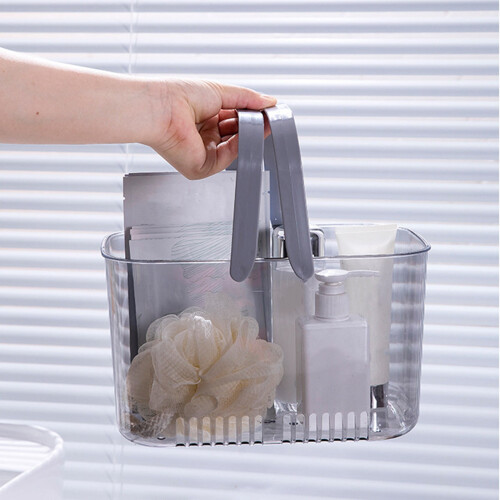 Portable Plastic Shower Storage Basket with Handle, Organizer Bin for Bathroom, Kitchen, and Dorm