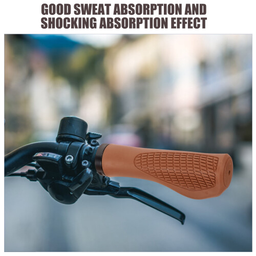 Bike Handlebar Grips Rubber Brown Ergonomic Bulb 1 Pair 2