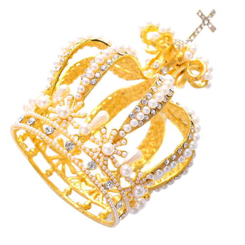 Bridal Headband Crown Tiara Crown Golden 1Pack 1