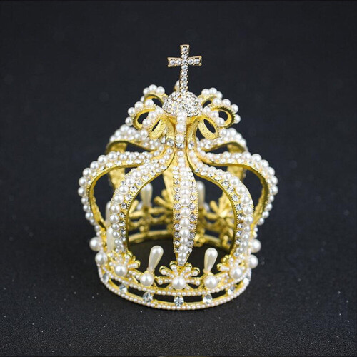 Bridal Headband Crown Tiara Crown Golden 1Pack 2