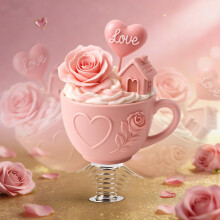 Valentine's Day Acrylic Ornaments Table Decoration Tea Cup Rocking Ornament As A Gift for Lovers