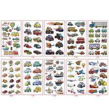 D Transportation Kids Temporary Sticker Set Waterproof Body Face Decals Party Activity Decorations 10 Sheets Vehicle Design