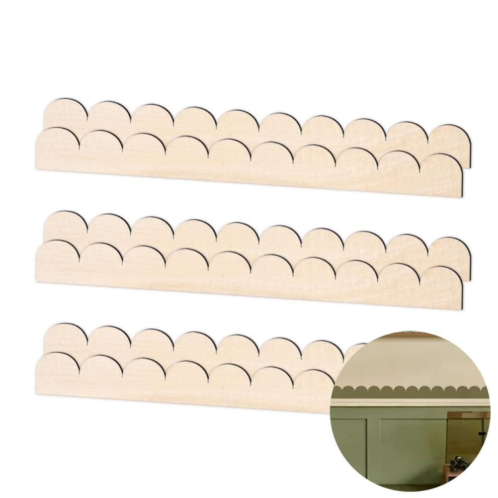 Wave Molding Trim For Cabinets, Unfinished Scalloped Molding,6Pack Diy Wooden Moulding Trim For Home,Wall,Window,Cabinet 9097180926634