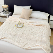 Soft Thick Double Layer Raschel Blanket, 28x39in, White – Cozy Throw for Bed, Sofa, Office & Home; Lightweight & Fluffy