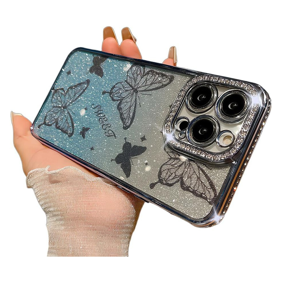 Luxury Crystal Rhinestone Butterfly Phone Case Â Soft Shockproof, Compatible With Iphone 14 Pro Max Blue 9405492508101