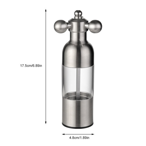 Manual Grinding Bottle 304 Stainless Steel Adjustable Coarseness Mill Kitchen Essentials (Silver) 1