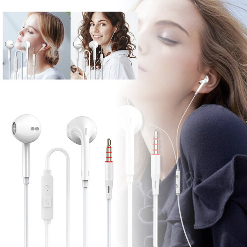 Wired In-Ear Earbuds with Mic White 3.6 ft 3.5mm 1