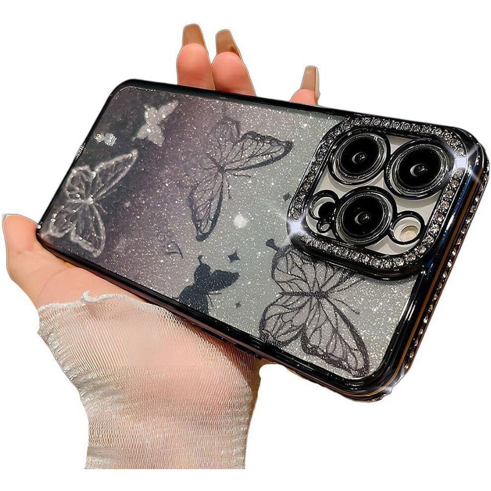 Luxury Crystal Rhinestone Butterfly Phone Case Â Soft, Shockproof, Sparkly (, Compatible With Iphone 15 Plus) Black 9405492508040