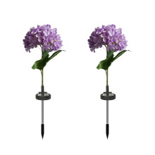 Lot de 2 lampes solaires pour poteaux en forme d'hortensia, idéales pour décorer terrasse, pelouse et fêtes de fin d'année – Compatibles avec