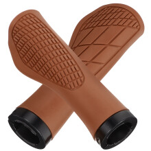 1 Pair of Bike Handlebar Grip Rubber Brown Ergonomic Bulb Design for Outdoor Cycling