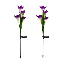 Décoration de jardin/terrasse extérieure, lot de 2 lampes solaires en forme de lys, lampes de sol à brancher pour une ambiance festive,