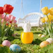 Decoración de conejito de Pascua de cerámica 3D, divertida y adorable estatua de conejo, decoración duradera para el hogar, la oficina o el