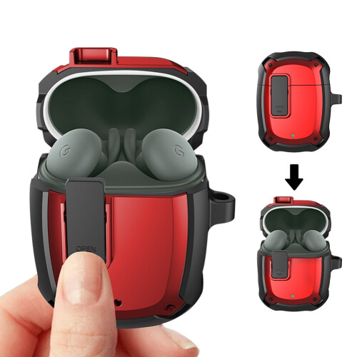 Earphone Shockproof Headphone Box Case for Google Pixel Buds A-series (Red) 2