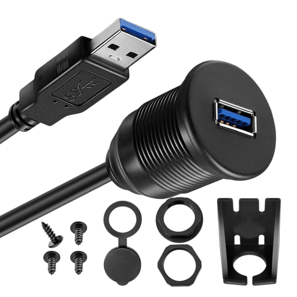 Usb3.0 Male To Female Flush Mount Extension Cable Durability For Car And Boats Dashboards Dock Adapter 1/2Meter 9401284839996