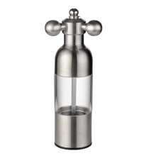 Manual Grinding Bottle 304 Stainless Steel Adjustable Coarseness Mill Kitchen Essentials (Silver)