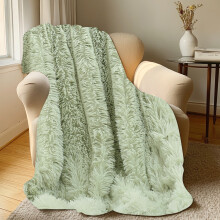 Extra Soft Faux Fur Throw Blanket 47"x31", Reversible Fluffy Microfiber Blanket for Couch, Sofa, Bed