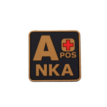 Blood Type POS NKA Medical PVC Patch, 3D Rubber, Noctilucent