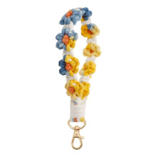 Handwoven Keychain Wristlet - Floral Lanyard Bracelet for Keys, Phone & Bag - Adjustable Alloy Hook - Gift-Ready (Color as Shown)