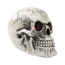 LED-skeletbeeldje als nachtlampje voor Halloween – Gemaakt van hars, met oplichtende ogen, geschikt voor decoratie op bar, tafel of bureau.