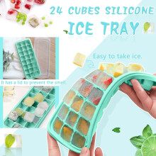 Ice Tray for Freezer 24 Silicone Ice Cubes Tray Flexible Jelly Cubes Storage Kitchen Gadget