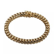 Miami Cuban Curb Link Armband für Herren, schwer vergoldet, Edelstahl 316L, 7,5 Zoll (19 cm), 8 mm breit, Gold