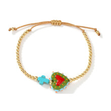 Delicate Glass Crucifix Charm Adjustable Cord Assorted Colors Wristchain For Casual Or Party Outfits